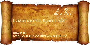 Lazarovits Kamilló névjegykártya